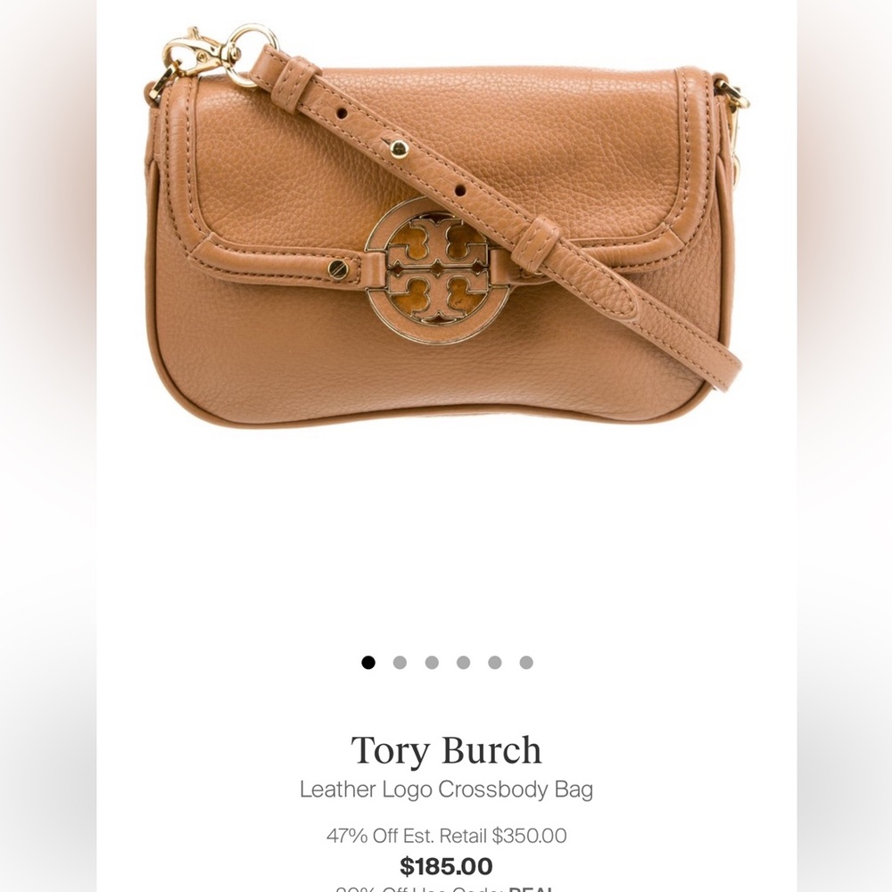 Tory Burch Brown Leather Logo Bag